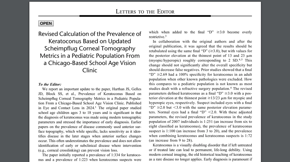 The Prevalence of Keratoconus Based on Updated Scheimpflug Corneal Tomography Metrics